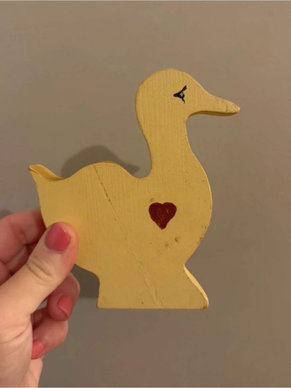 Yellow Duck Wooden Wall Decor with Heart Accent
